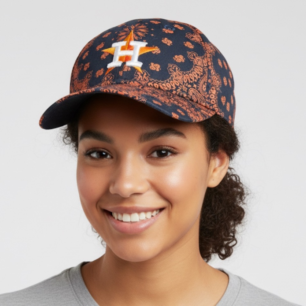 Houston Astros Baseball Cap with Bandana Print